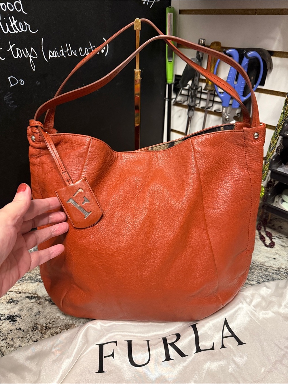 Furla Burnt Orange Leather Hobo Bag